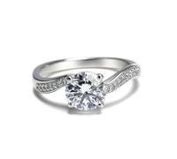 Promise Rings for Her Gold Solid 18 Karat Engagement Ring Bands Solitaire with 2ct Moissanite White Gold Anniversary Band for Women Size V 1/2