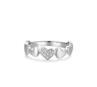 Promise Rings for Her Gold Solid 18K Engagement Ring Bands Heart with Real Diamond White Gold Anniversary Band for Women Size K 1/2