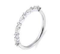 Promise Rings for Her, Pretty Rings Platinum Geometric with Marquise and Round Moissanite Size I 1/2