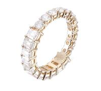 Promise Rings for Her, Promise Ring To Myself 14K Yellow Gold Full with Round and Rectangle Moissanite Size Q 1/2