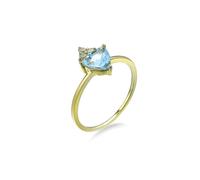 Promise Rings for Her, Rings for Me 14K Yellow Gold Thin Triangular Topaz with Moissanite Size I 1/2