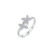 Promise Rings for Her, Rings for Me Butterfly Silver with Round Shape Lab Created Diamond 9K White Gold Size T 1/2