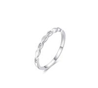 Promise Rings for Her, The Engagement Ring Simple Wave Leaf Design with Round Lab Diamond 18K White Gold Size J 1/2