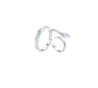 Promise Rings for Him Blue Promise Ring 925 Sterling Silver Silver Cubic-Zirconia Snake Adjustable Popular for Couple Women Sister Valentines Day Jewelry
