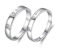 Promise Rings for Lesbian Couples Ring Sterling Silver Women 925 Silver Cubic-Zirconia Wishing Shooting Star Adjustable Fashion for Wife Mothers Day Jewelry