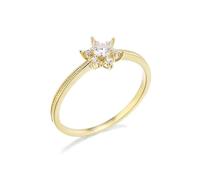 Promise Rings for Women, Vintage Ring Set 18K Yellow Gold Snowflake with Moissanite Size T 1/2