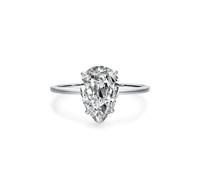 Promise Rings for Women, Western Rings with Pear Shape 3ct Moissanite Silver 18K White Gold Size S 1/2
