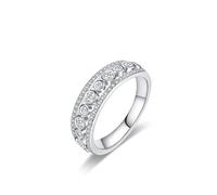 Promise Rings for Women White Gold, Moissanite Wedding Ring Bands Elegant Solid 18 Karat Real Gold Engagement Band for Her Size U 1/2