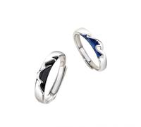 Promise Rings Personalized Couple Rings Promise Rings,Wedding Band Sterling Adjustable for Couple,Round with Geometric Ring Set