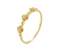 Promise Rings Set, The Engagement Ring Roses with Round Shape Moissanite 14K Yellow Gold Size R 1/2