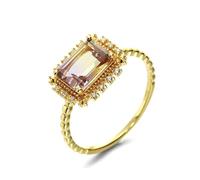 Promise Rings That Don'T Turn Your Finger Green, Gold Ring for Men 18K Purple Yellow Rectangle Citrine with White Cubic-Zirconia Sz M 1/2