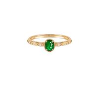 Promise Rings That Don'T Turn Your Finger Green Gold Wedding Ring 18K Oval with 0.25CT Emerald and Diamond Size N 1/2 Solid Not Plated Upgrade 3.0 for Aunt Mothers Day