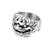 Promise Rings That Don'T Turn Your Finger Green, Stainless Steel Rings Engagement Silver Size R 1/2 17.7mm Vintage Punk Kylin for Women Wedding