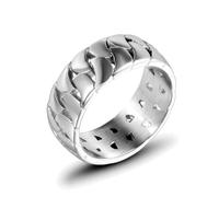 Promise Rings That Don'T Turn Your Finger Green, Stainless Steel Rings Retro Silver Size P 1/2 8.5mm Wide Biker Chain Engraved for Women Wedding