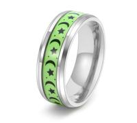 Promise Rings That Don'T Turn Your Finger Green, Wedding Band Titanium Silver Size L 1/2 8mm Star and Moon Personalized Gifts for Mother Engagement