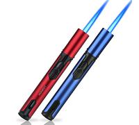 PROMISE Torch Lighters, Butane Lighters Refillable Single Jet Flame for Candle Grill BBQ Camping (Blue&Red)