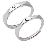 Promise with Fine Craftsmanship and Great Polishing Effect Silver Sun and Moon Pattern 1 Pair Copper Material Matching Jewelry Gift for Couples for