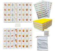 Promithi Simple Packaging, 65 Tiles 30mm Seaside Game Blocks, ABS Plastic Material, Escape Game Set, with 4 DIY Stickers, Plastic Mahjong Style, Family Board Games for Kids and Adults (Yellow)