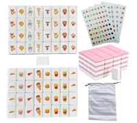 Promithi Simple Packaging, 65 Tiles 30mm Seaside Game Blocks, Plastic Material, Escape Game Set, with 4 DIY Stickers, Plastic Mahjong Style, Family Board Games for Kids and Adults (Pink)