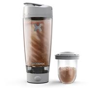 Promixx Pro Shaker Bottle | Rechargeable, Powerful for Smooth Protein Shakes | includes Supplement Storage - BPA Free | 600ml Cup (Cool Gray)