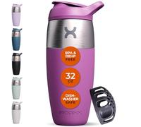 Promixx Pursuit Shaker Bottle - Single-Wall Stainless-Steel Protein Shaker Bottle, Super Smooth Shakes, 950ml, Aubergine