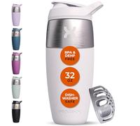 Promixx Pursuit Shaker Bottle - Single-Wall Stainless-Steel Protein Shaker Bottle, Super Smooth Shakes, 950ml, Ceramic White