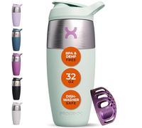 Promixx Pursuit Shaker Bottle - Single-Wall Stainless-Steel Protein Shaker Bottle, Super Smooth Shakes, 950ml, Seagrass Green