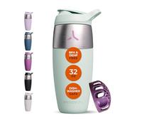 Promixx Pursuit Stainless Steel Shaker Cup - 950ml Metal Protein Shaker Bottle with Snap-Fit Agitator for Smooth Shakes - Leak-Proof, BPA-Free, Dishwasher Safe - Seagrass Green