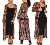 PROMLINK Sequin Cardigans Duster Sparkly Blazer Jackets Long for Women Evening, Black, Large