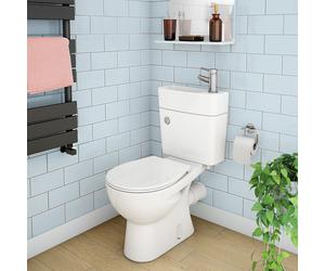 Promo | Modern 2 in 1 Compact Combo White Basin and Close Coupled Toilet