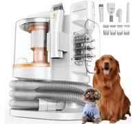 PROMOMO Pet Grooming Kit with 3.4L Oversized Vacuum Suction - 99% Pet Hair Removal - Professional Dog Clippers & Shedding Tools for Cats, Teddy, Poodle, Golden Retrievers (Metallic Orange & White)