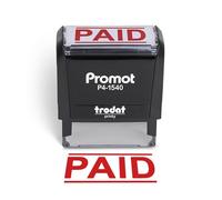 Promot Paid Self Inking Rubber Stamp - Refillable Office Stamp (Red)