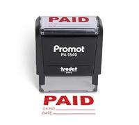 Promot Paid Stamp Self Inking Stamp - Paid Stamp for Office, Accounts Payable Stamp w/Check Number and Date - Rubber Stamps for Retail Use, Red Ink Stamp, Self Inking Stamp for Business Supplies