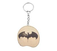Promotech Batman Superhero Logo Handmade Laser Engraved Unique Wooden Keyring, natural wood, W5L5