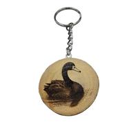 Promotech Black Swan Handmade Laser Engraved Unique Wooden Keyring - Natural Wood Water Bird Accessory for Nature and Art Lovers