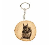 Promotech Eichhoernchen Handmade Laser Engraved Single Piece Wooden Key Ring, natural wood, W5L5