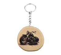 Promotech Harley Motorcycle Handmade Laser Engraved Single Piece Wooden Keyring, natural wood, W5L5