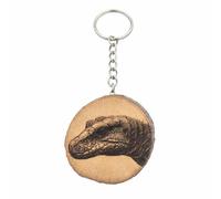 Promotech Komododraan Keyring - Handmade Laser Engraved Wooden Pendant, Unique Nature Design for Reptile and Animal Lovers