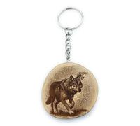 Promotech Lone Wolf Wooden Keyring - Handmade, Laser-Engraved Natural Wood, Unique Wolf-Themed Accessory for Keys, Bags & Backpacks