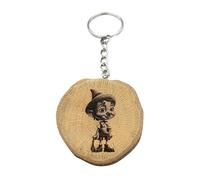 Promotech Pinocchio Handmade Wooden Keyring - Laser Engraved Natural Design, Unique Gift for Fairy Tale and Story Lovers