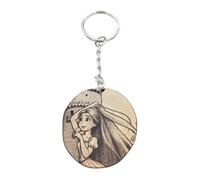 Promotech Rapunzel Wooden Keyring - Handmade, Laser-Engraved Fairy Tale Tower Design, Unique Accessory for Keys, Bags & Backpacks