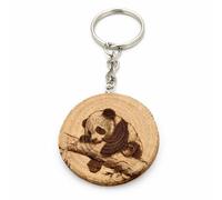 Promotech Sleeping Panda Wooden Keyring - Handmade Laser Engraved Unique Piece, Natural Wood Collectible for Animal and Wildlife Lovers
