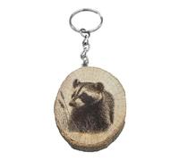 Promotech The Badger Wooden Keychain - Handmade Laser Engraved Natural Wood Keyring, Wildlife-Inspired Eco Gift & Rustic Animal Souvenir