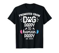 Promoted From Dog Daddy to Human Daddy est 2025 Human Dad T-Shirt