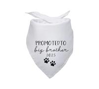Promoted to Big Brother 2025 White Pet Dog Bandanas Triangle Scarf Bandanas Bibs Birthday Party Props Gender Revealing Photo Props Accessories for Pet Dog Lovers Gifts