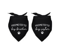 Promoted to Big Brother Sister White Pet Dog Bandanas Triangle Scarf Bandanas Bibs Birthday Party Props Gender Revealing Photo Props Accessories for Pet Dog Lovers Gifts Pack of 2