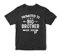 Promoted to Big Brother T Shirt Custom Date Baby Announcement Bro Boys Tee, 2-3 Years, Black