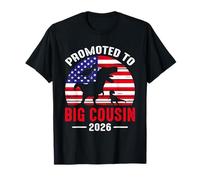 Promoted to Big Cousin 2026 Dinosaur T-Rex US Flag T-Shirt