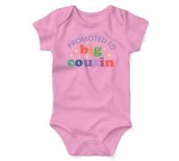 Promoted To Big Cousin Babygrow Colorful Design Babywear Cute One Piece Babygrow Unique Baby Outfit Cozy Keepsake Sleepsuit, 3-6 Months, Light Pink