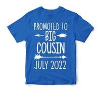 Promoted to Big Cousin Kids T Shirt, Custom Date Month Year Auntie Uncle, Pregnancy Announcement Ideas for Babies Toddlers and Children, Boys Girls Cousin Tee, 9-11 Years, Royal